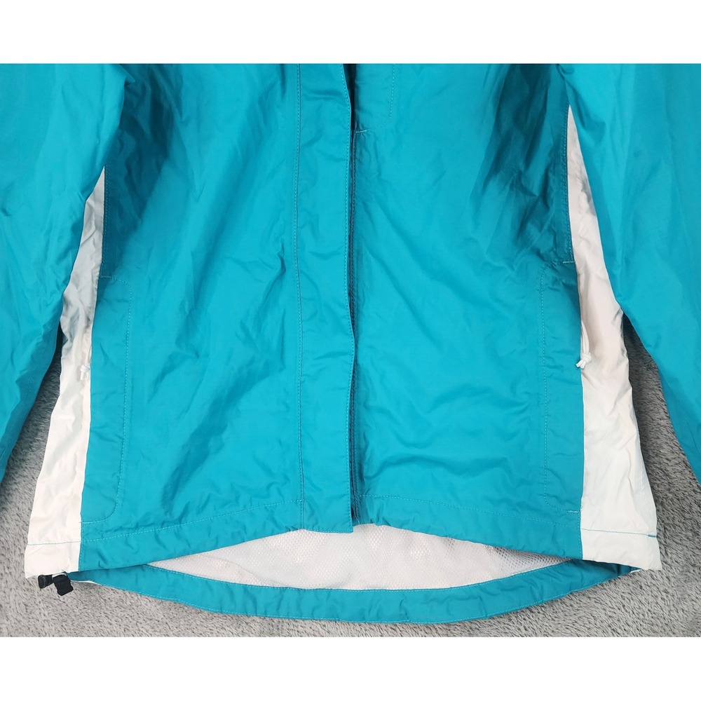 The North Face Jacket Womens XS Teal Blue White Hooded Windbreaker Mesh Lined - Picture 7 of 14